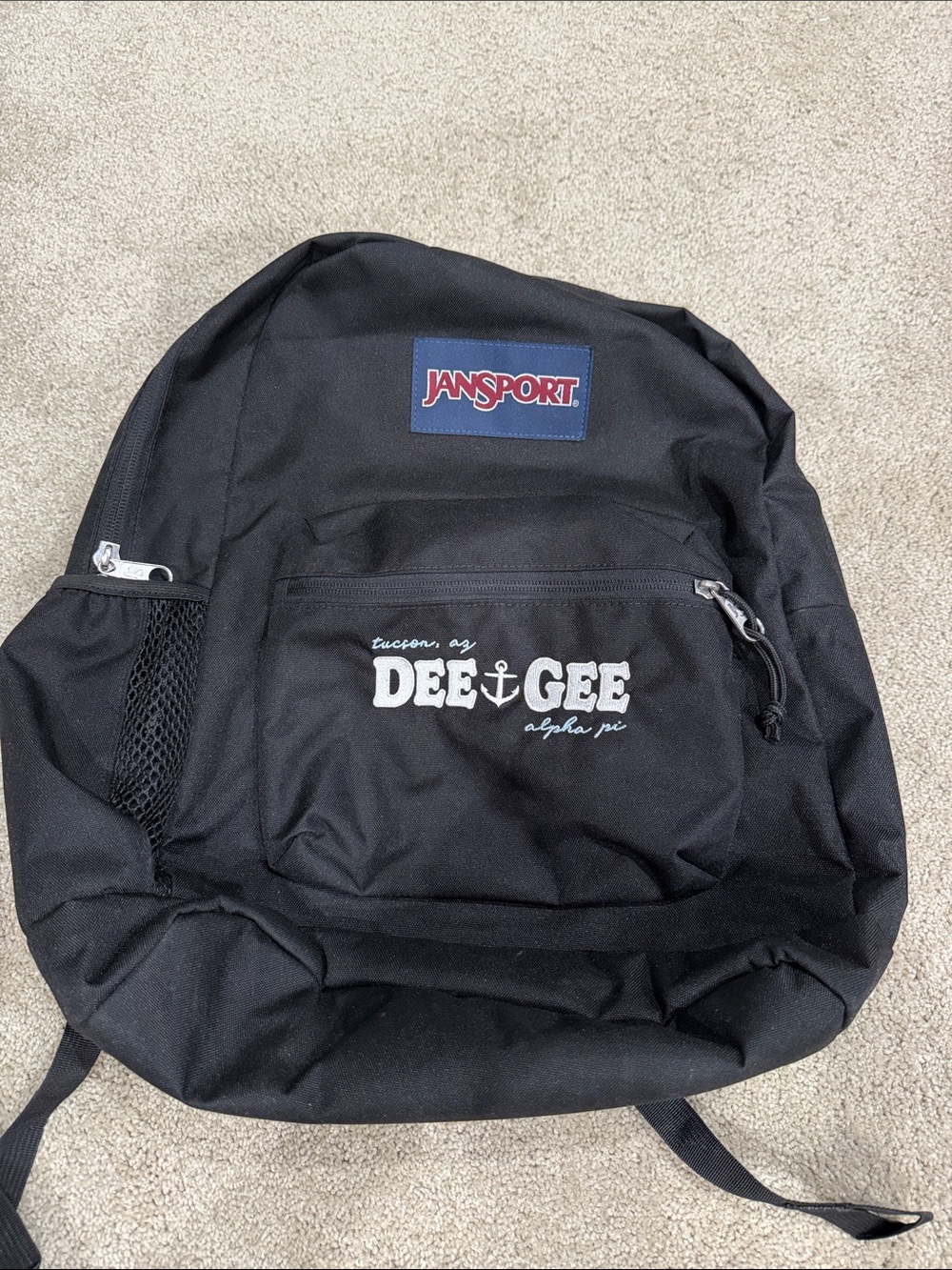 Jansport Black Dee & Gee Alpha Pi Logo Backpack